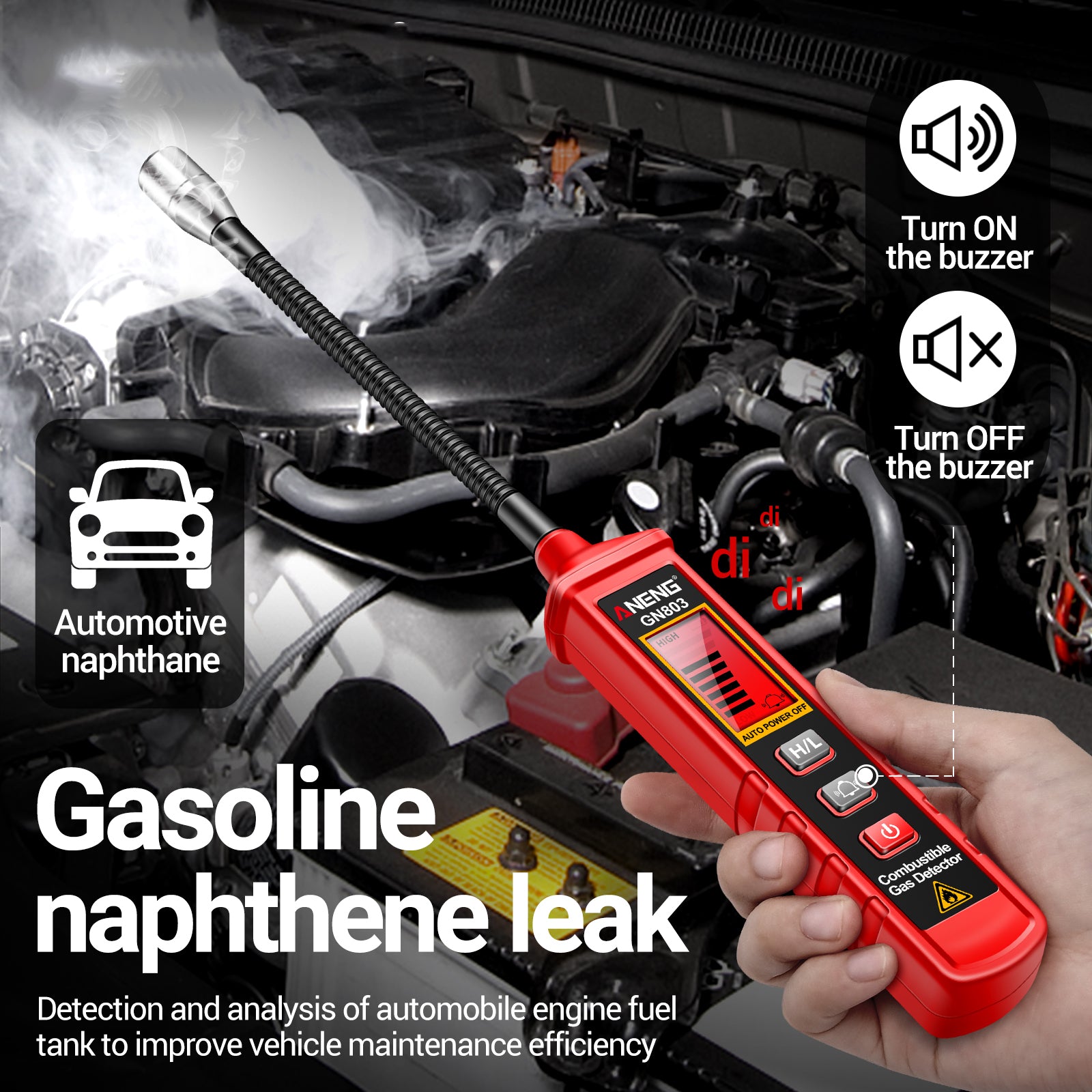 ANENG GN803 Combustible Gas Detector with Indicator Screen, Flexible Hose Methane Tester ANENG GN803 Combustible Gas Detector with Indicator Screen, Flexible Hose Methane Tester